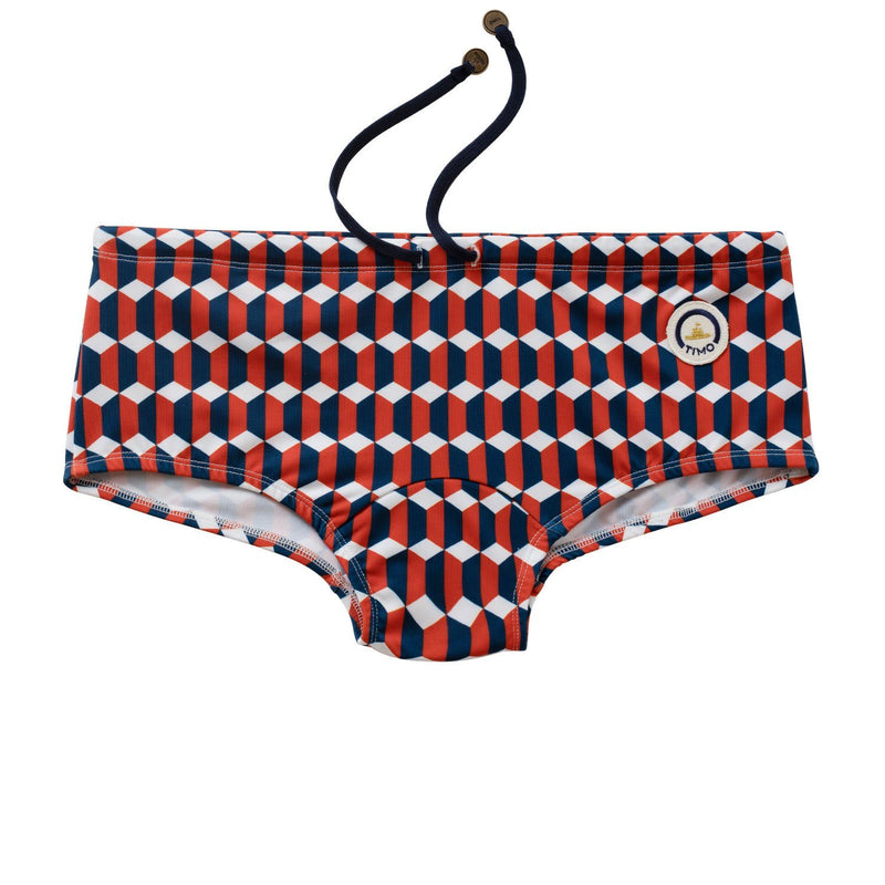 TIMO SQUARE CUT ESCHER RED TIMO TRUNKS 